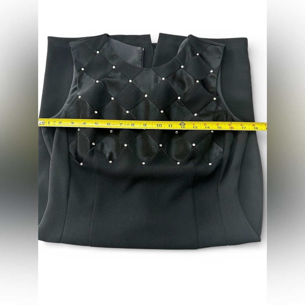 2 Pieces of Joseph Ribkoff Black Midi Dress with Geometric Accents and Blazer - Picture 6 of 12